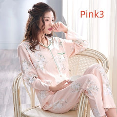 Damen Pyjama für Frühling und Herbst – Dünnes Langarm Pyjama Set aus reiner Baumwolle, Herbst Damen Wochenbett Kleidung, Hausbekleidung Pyjamas