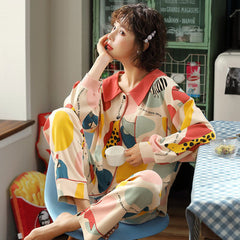Damen Pyjama für Frühling und Herbst – Dünnes Langarm Pyjama Set aus reiner Baumwolle, Herbst Damen Wochenbett Kleidung, Hausbekleidung Pyjamas