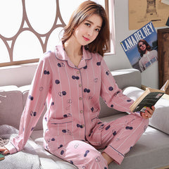 Damen Pyjama für Frühling und Herbst – Dünnes Langarm Pyjama Set aus reiner Baumwolle, Herbst Damen Wochenbett Kleidung, Hausbekleidung Pyjamas